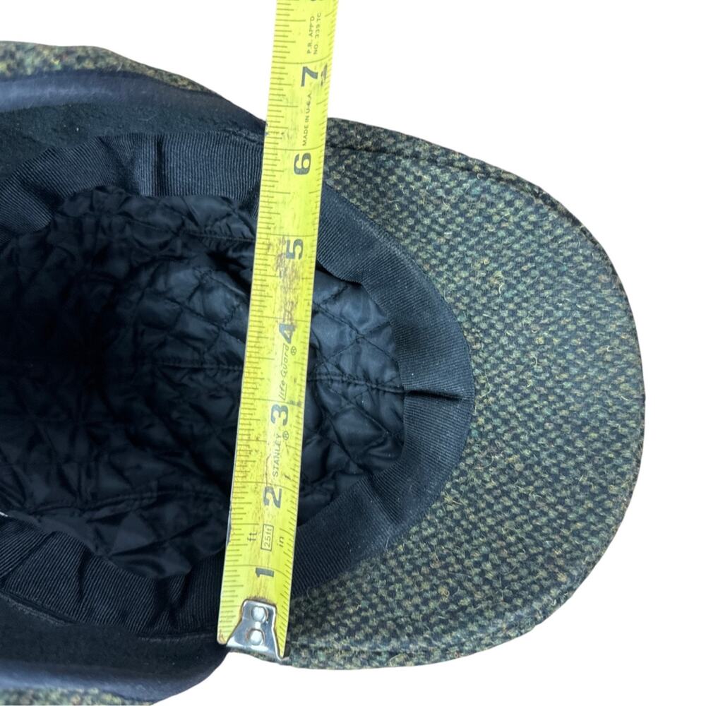 Crowncap Mens Wool Tweed Flat Cap Ivy Driving Hat Ear Flaps Green Vintage - Picture 12 of 14